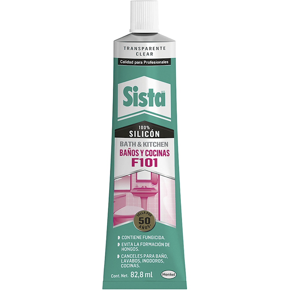 SELLADOR SILICON F101 BLISTER BANOS/COCINAS TRANSPARENTE 82 ML SISTA 2844335/1770921 EMPAQUE C/12 PZ